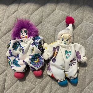 Vintage Q-Tee Clown Doll Set - Purple & White